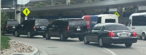Limos lined up at Dallas Love FIeld Airport.  This line is allowed at the airport.